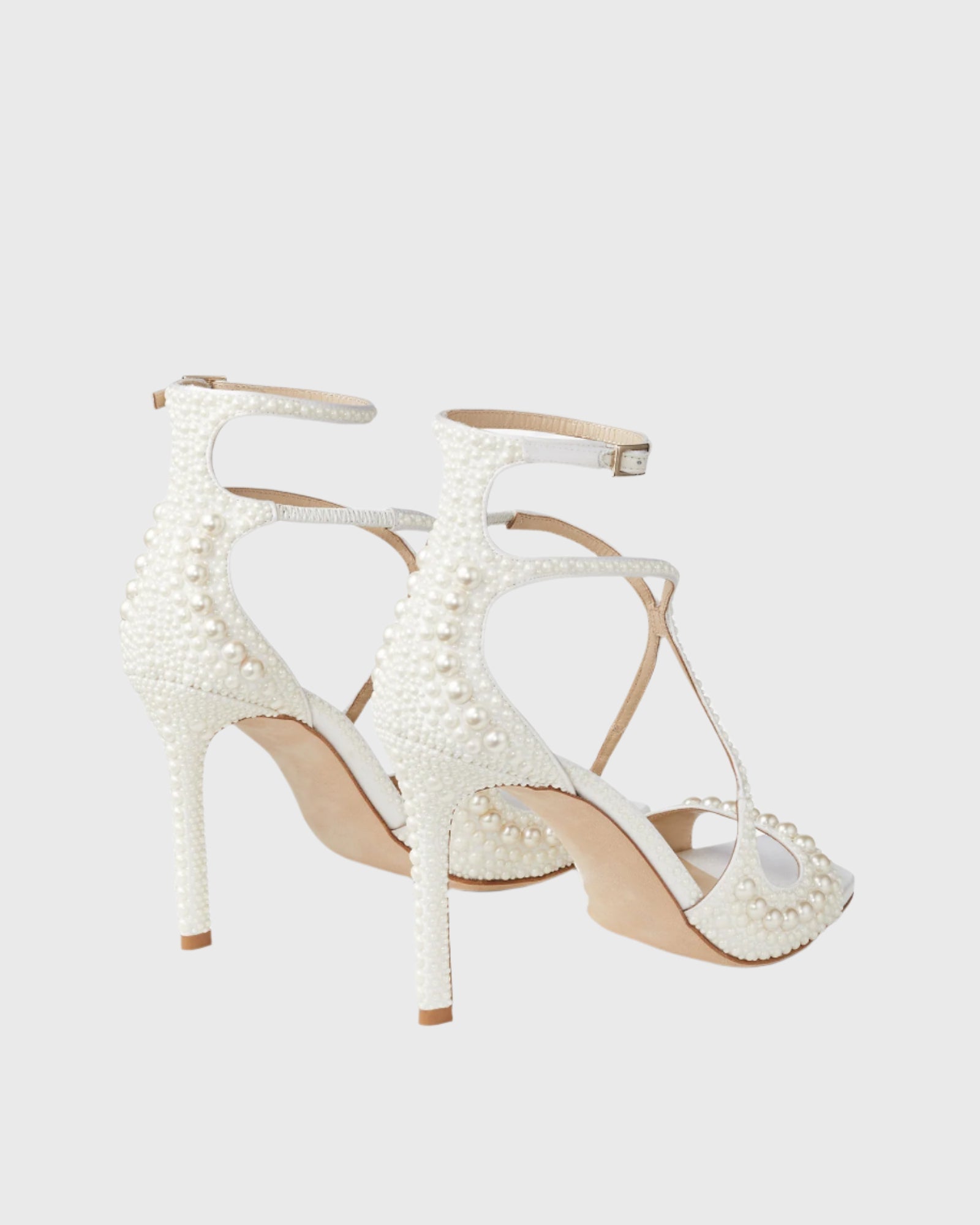 Aryana Pearl Strap Sandals In White