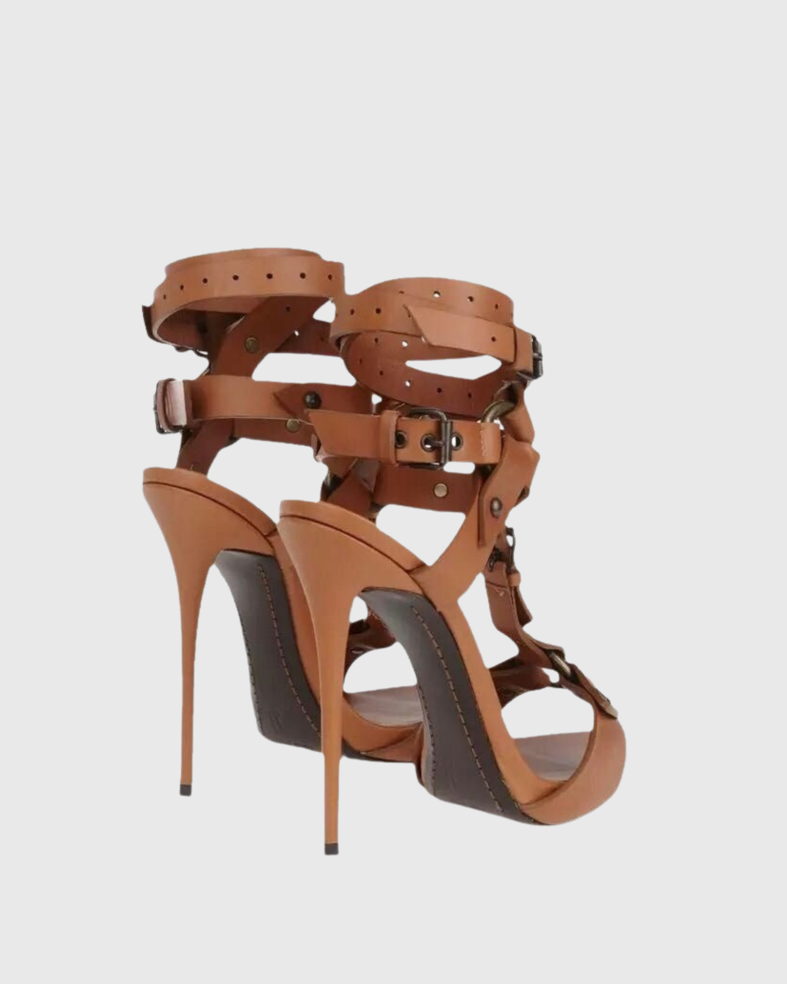Earleen Studded Strap Gladiator Sandals In Caramel