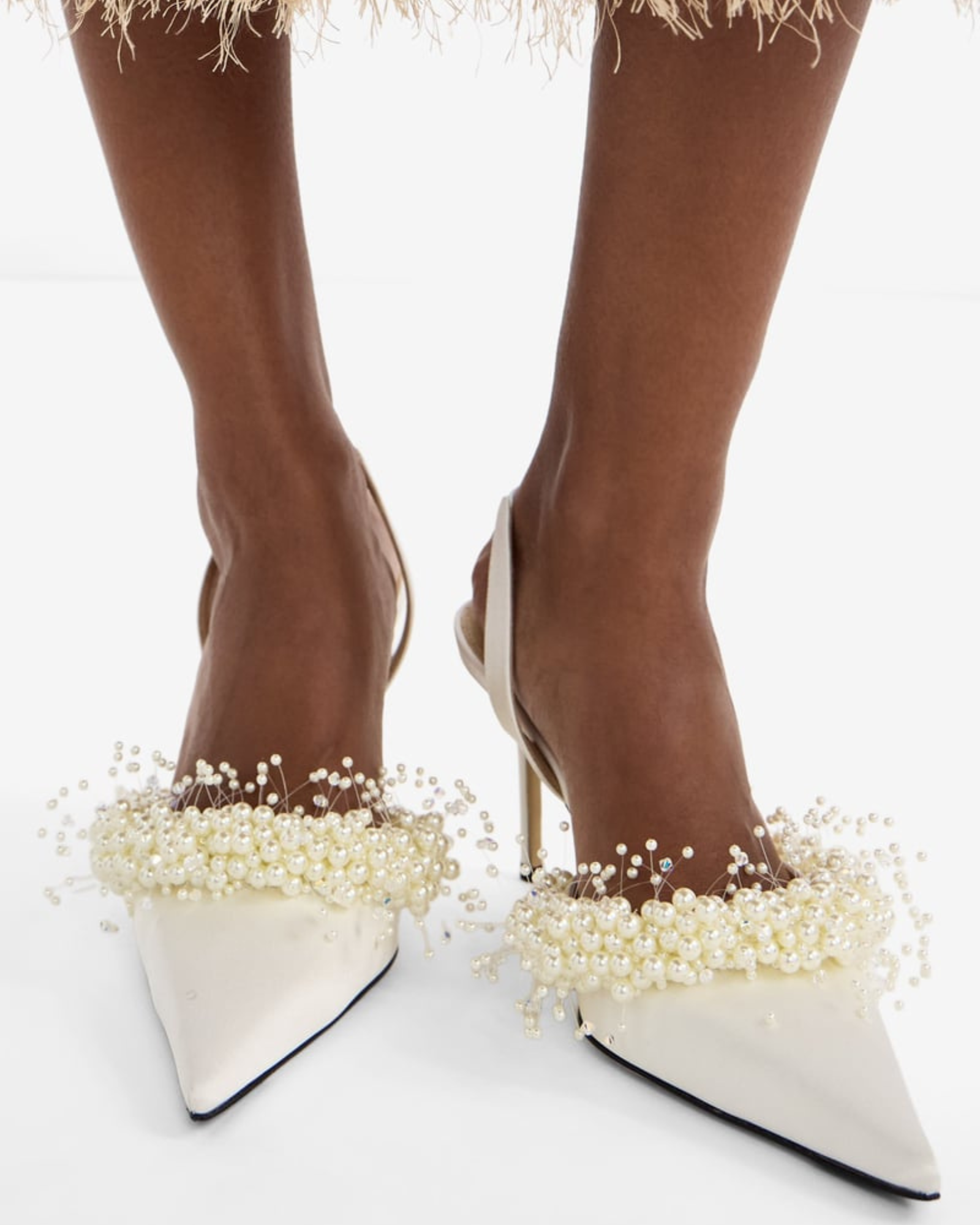 Finley Pearl Flower Slingback Pumps In White