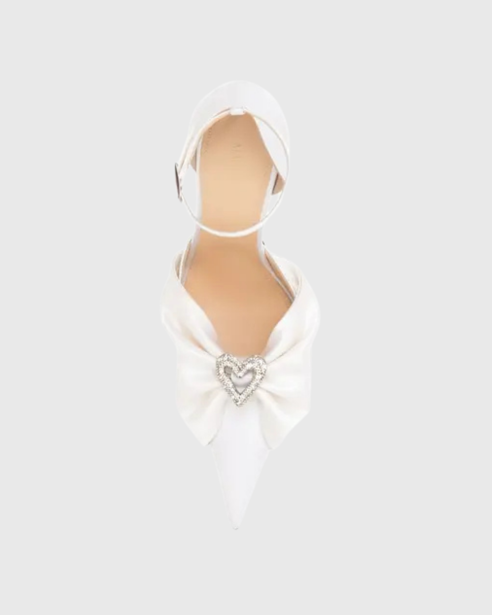 Graziella Crystal Heart Embellished Bow Pumps In White