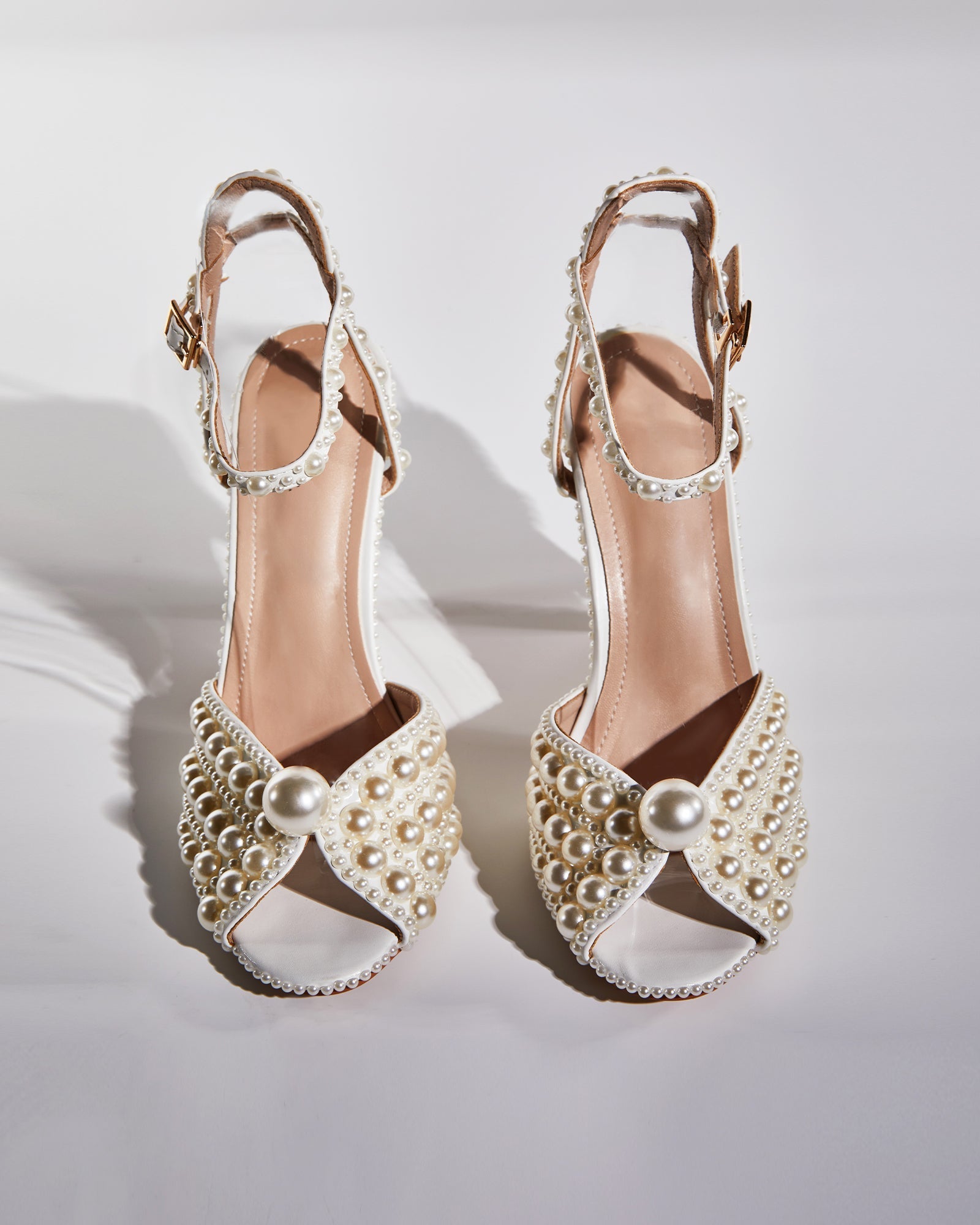 Liviana Pearl Strap Sandals In Apricot