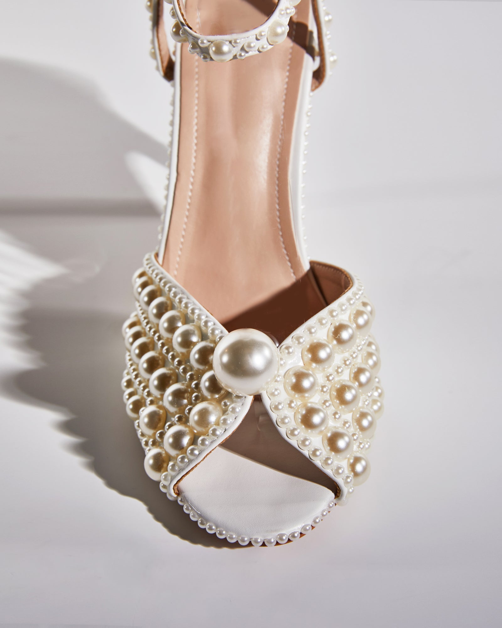Liviana Pearl Strap Sandals In Apricot