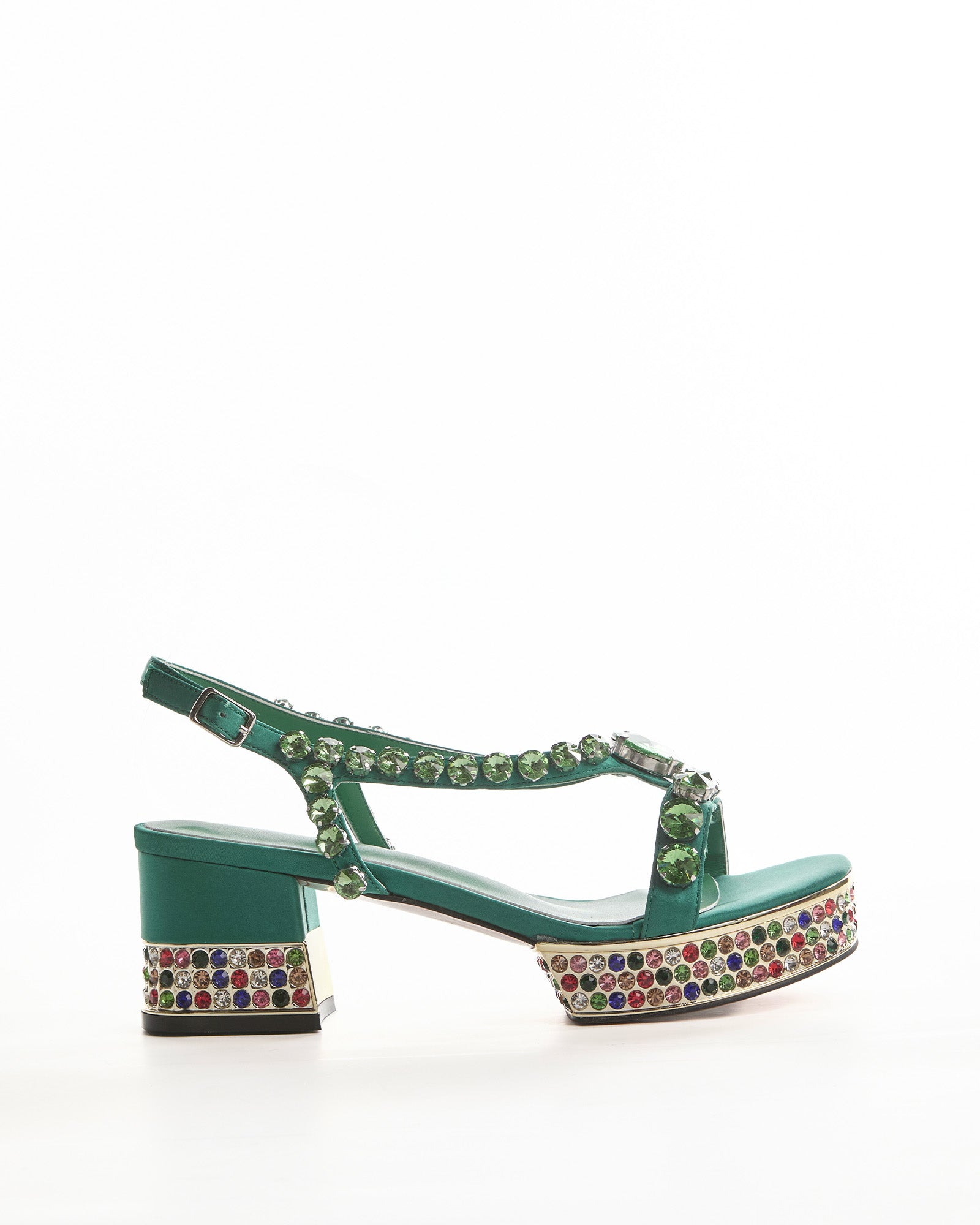 Riccarda Gem Platform Sandals In Green