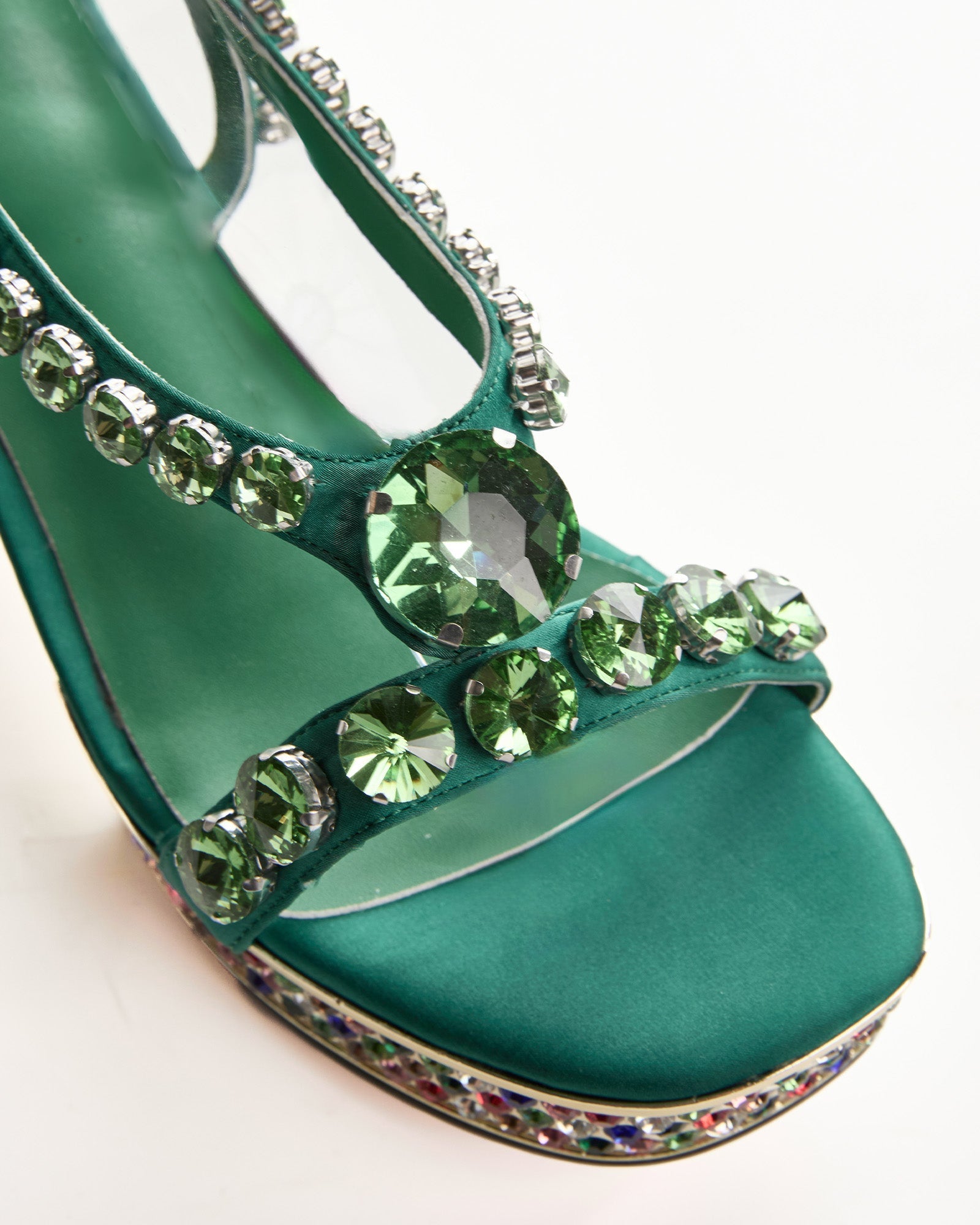 Riccarda Gem Platform Sandals In Green