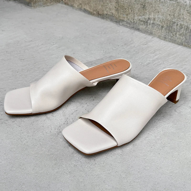 Arlette Red Heeled Mules