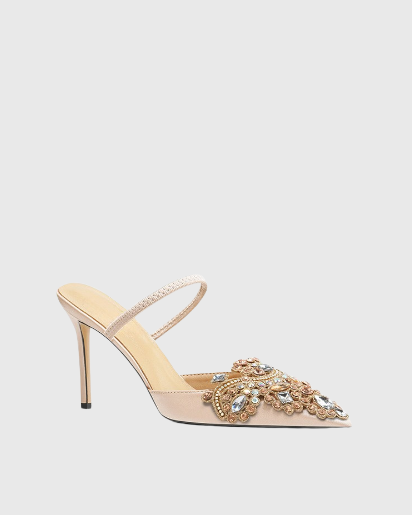 Sadb Rhinestone Satin Mules In Blush
