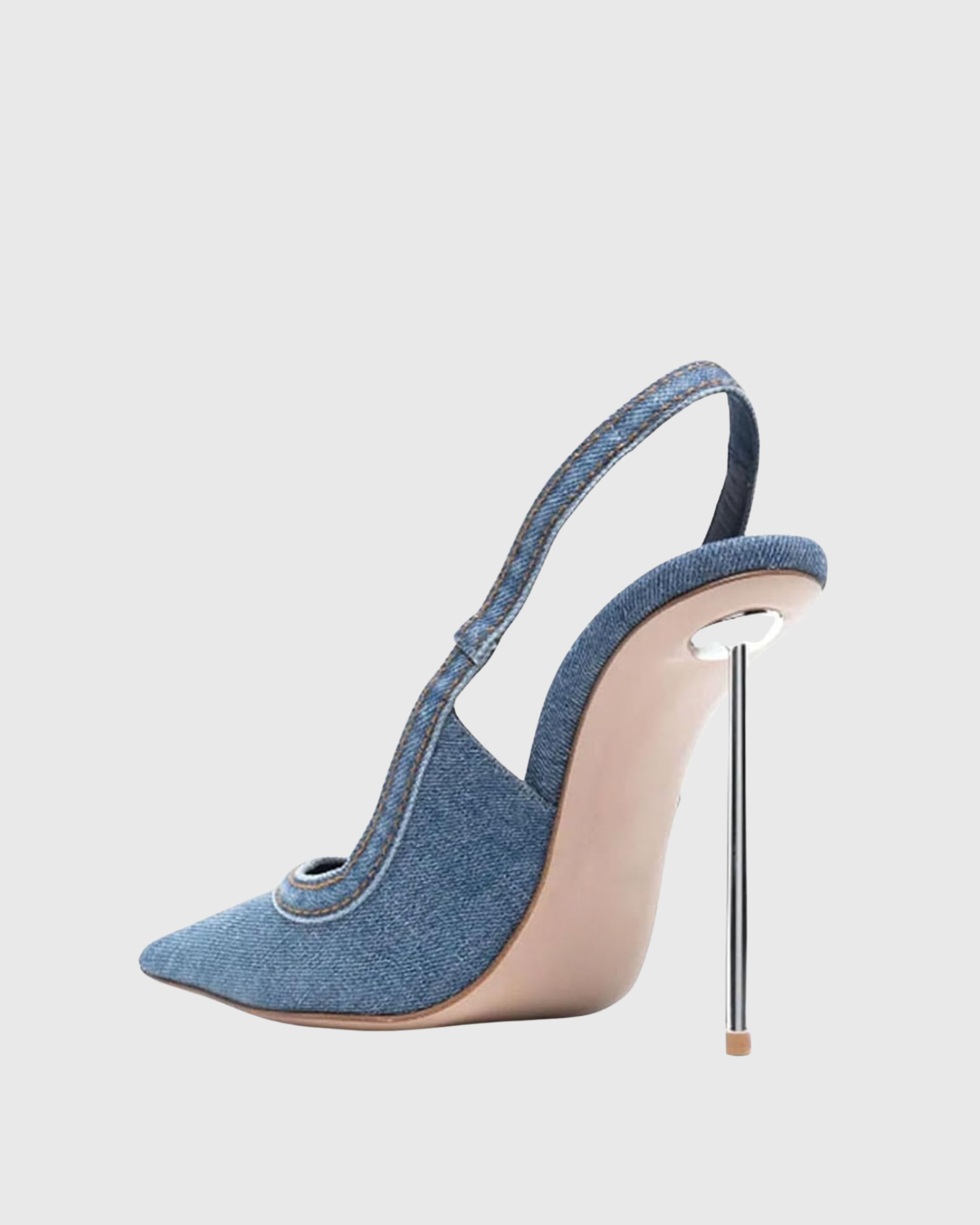 Saint Denim Slingback Steel Heels