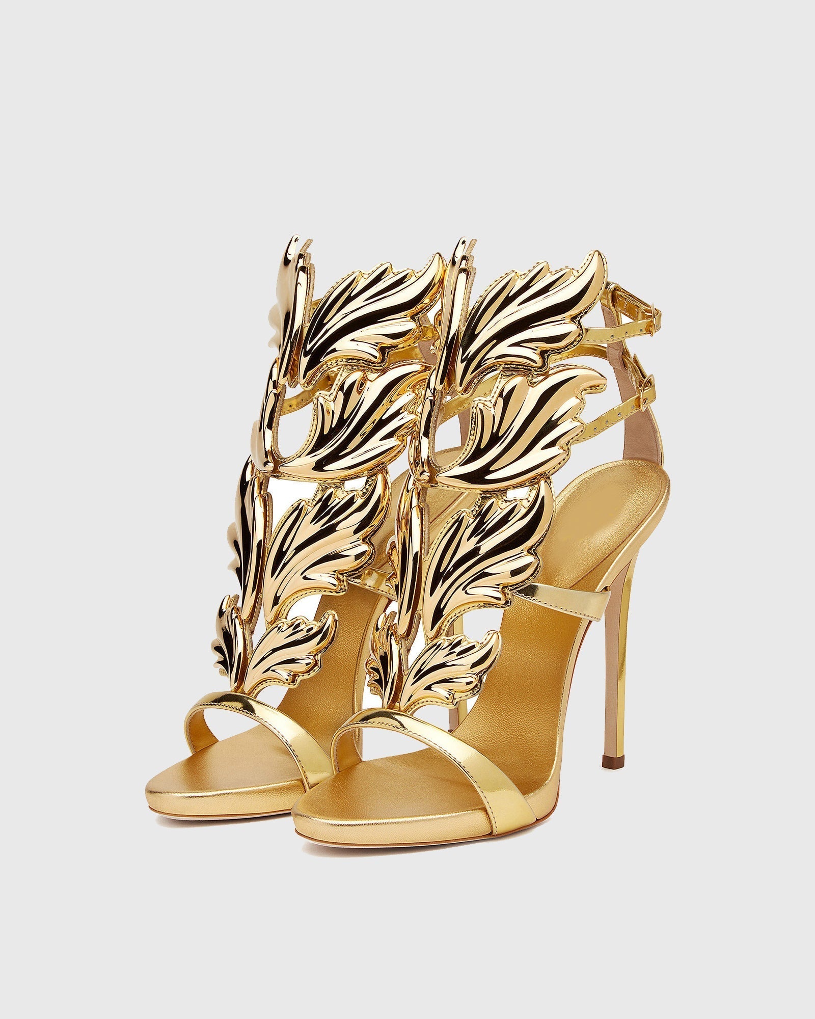 Tatiana Mirrored Wing Sandals In Gold