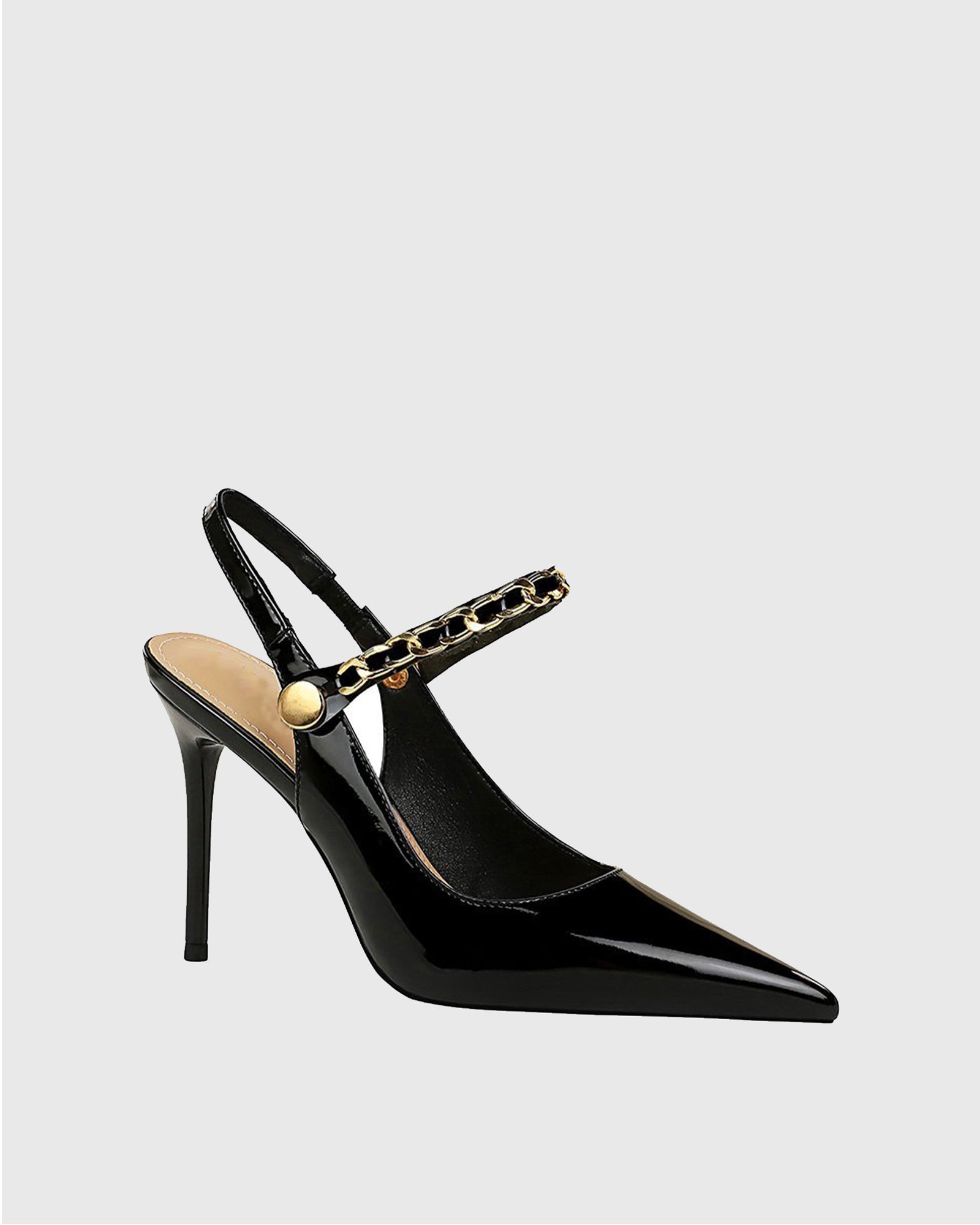 Xylona Metal Chain Slingback Pumps In Black