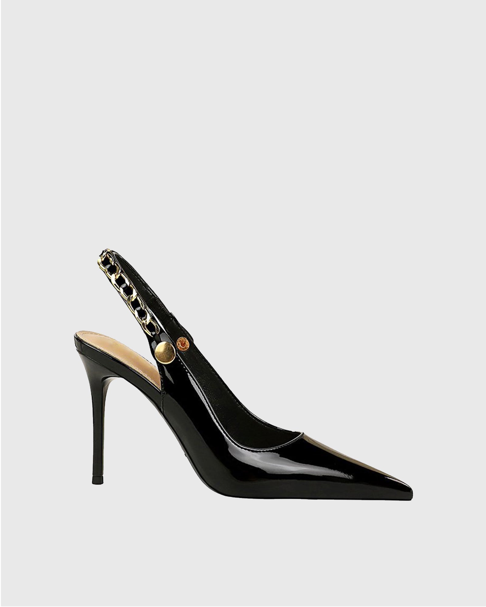 Xylona Metal Chain Slingback Pumps In Black