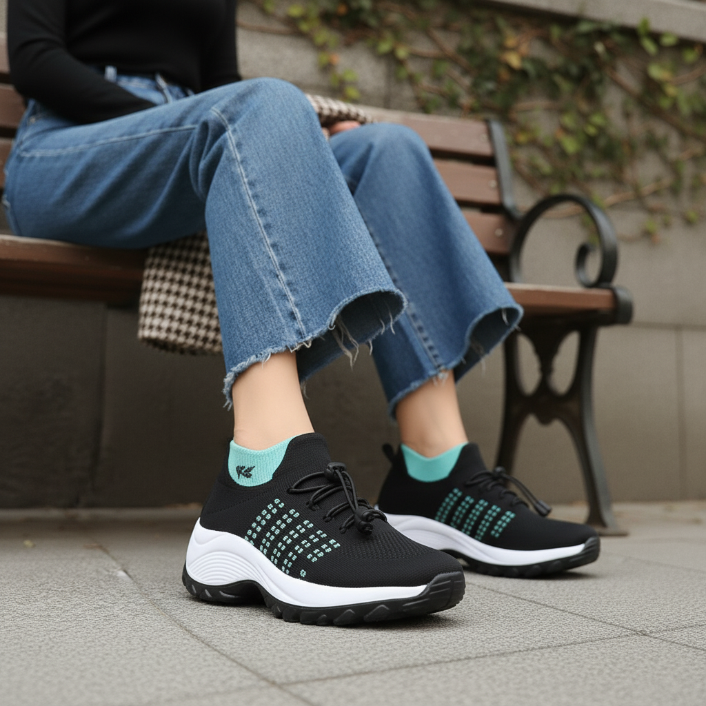 Ambulo Orthopedic Shoes Knitted Fabric - Green Black