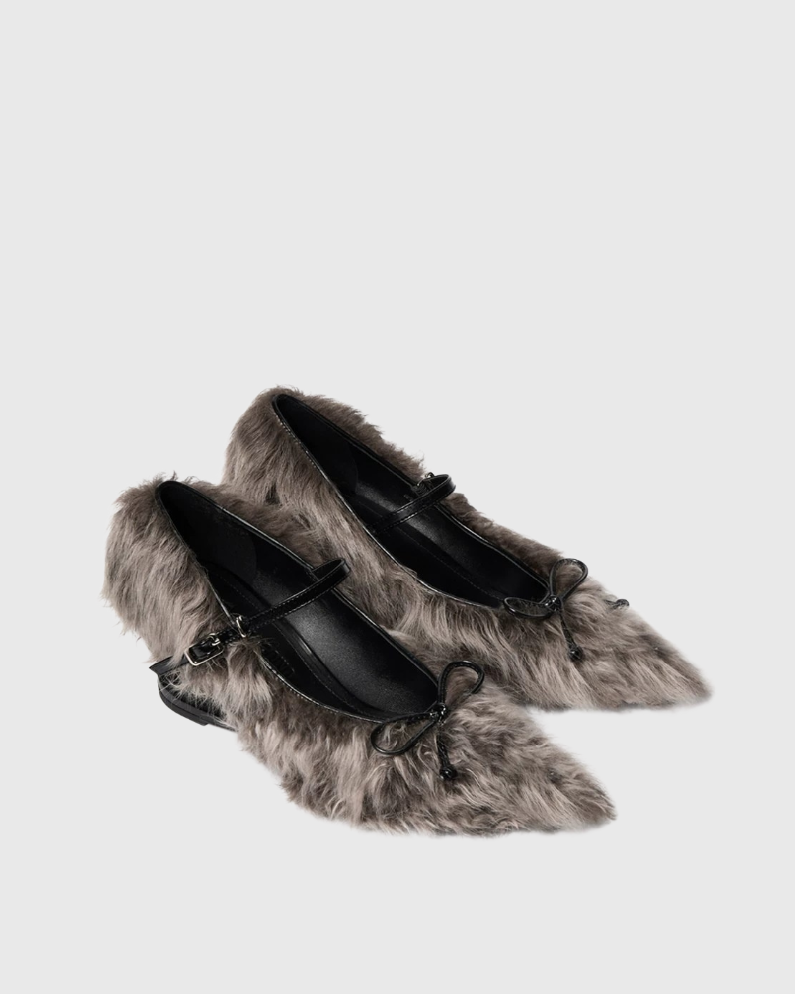 Caro Bow Faux Fur Pumps In Brown