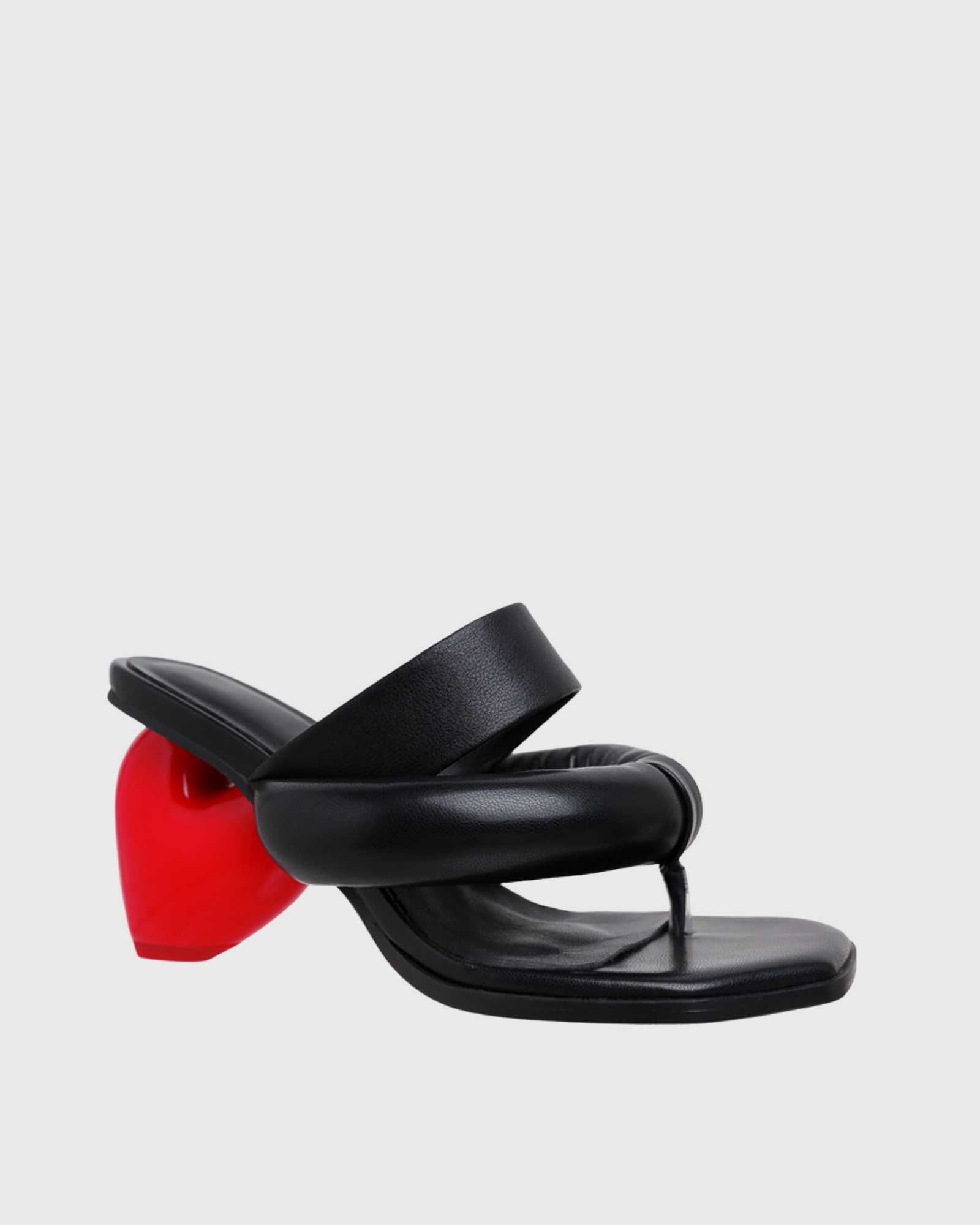 Alessia Heart Heel Slingback Thong Sandals In Black