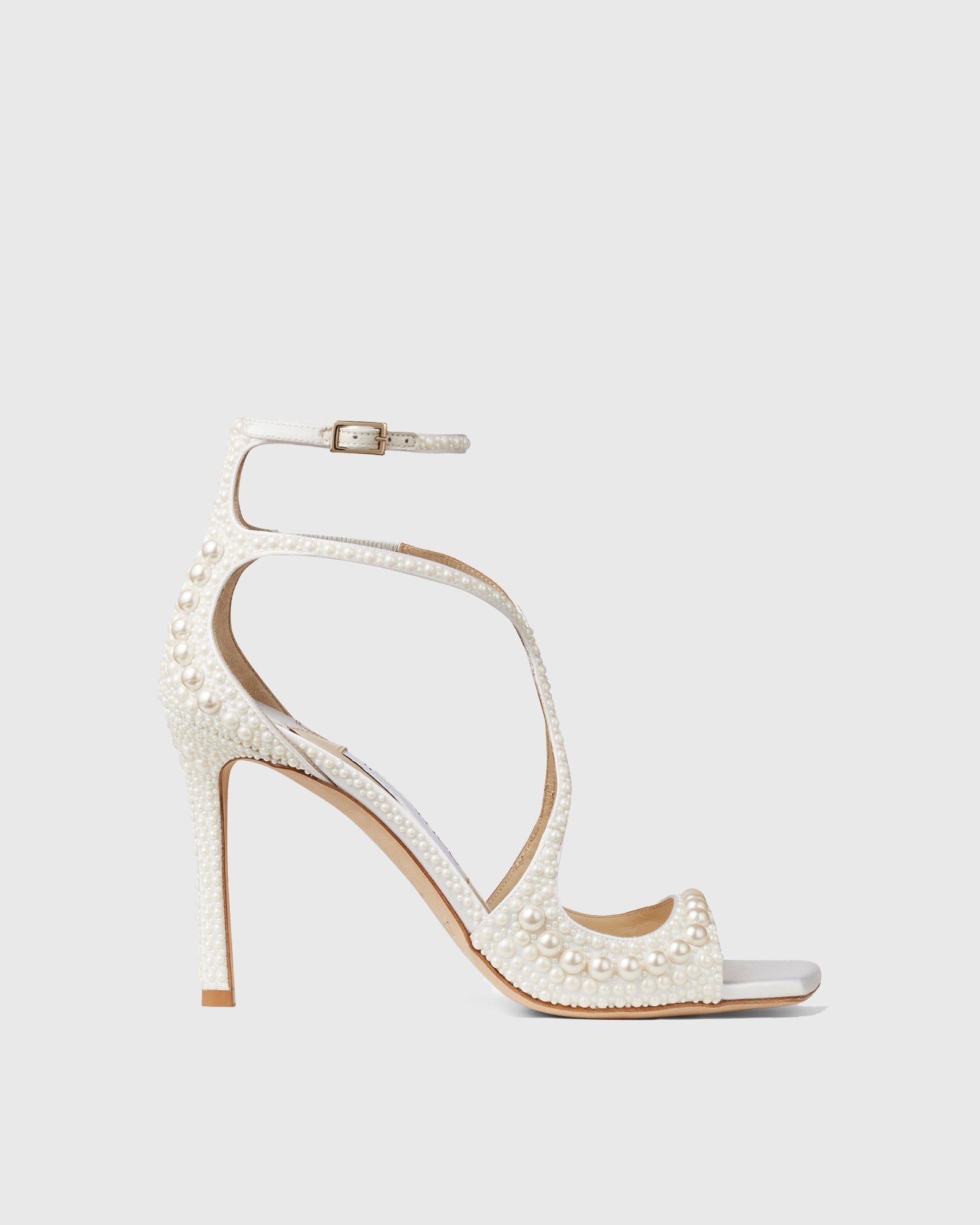 Aryana Pearl Strap Sandals In White