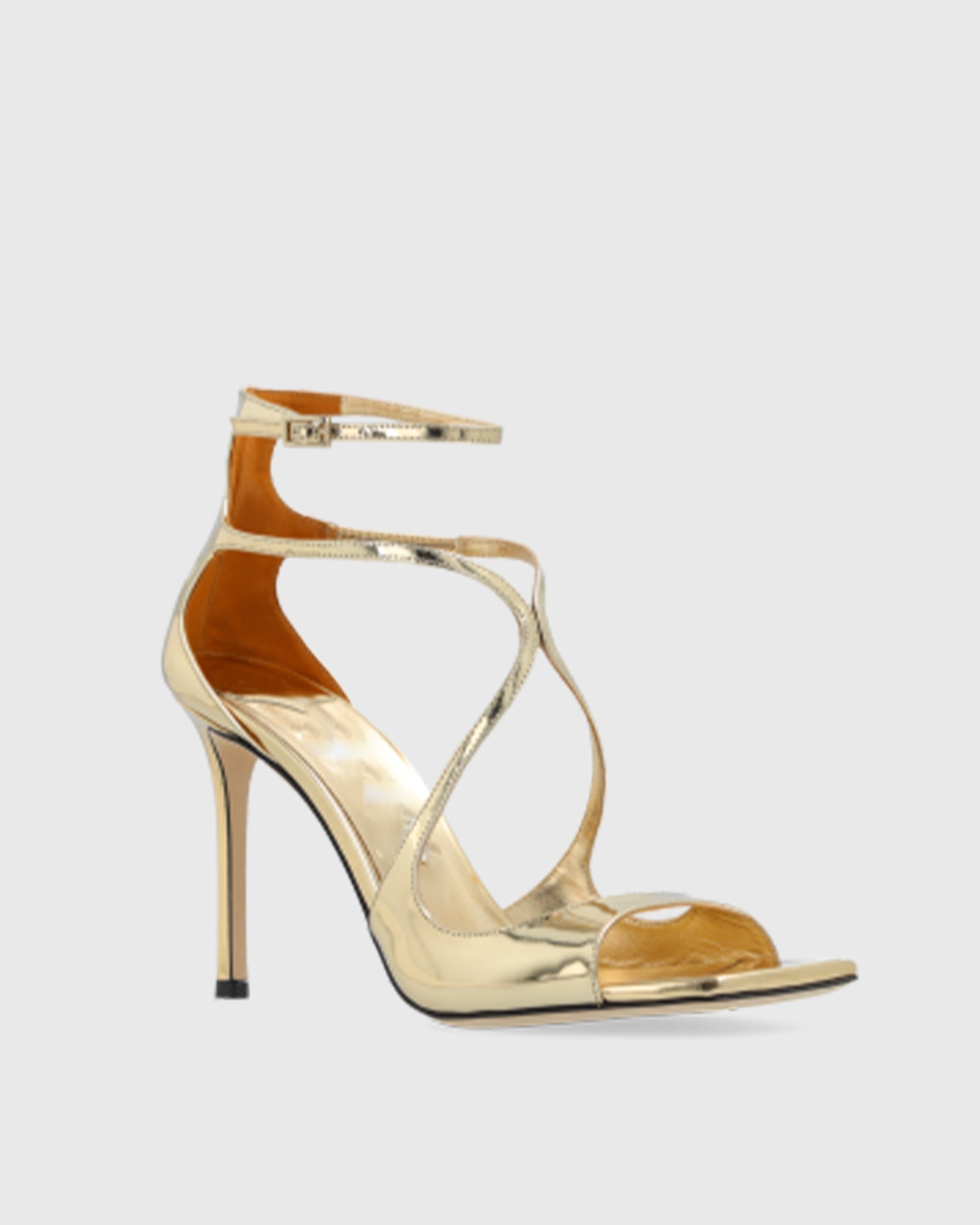 Aryana Metallic Strap Sandals In Gold