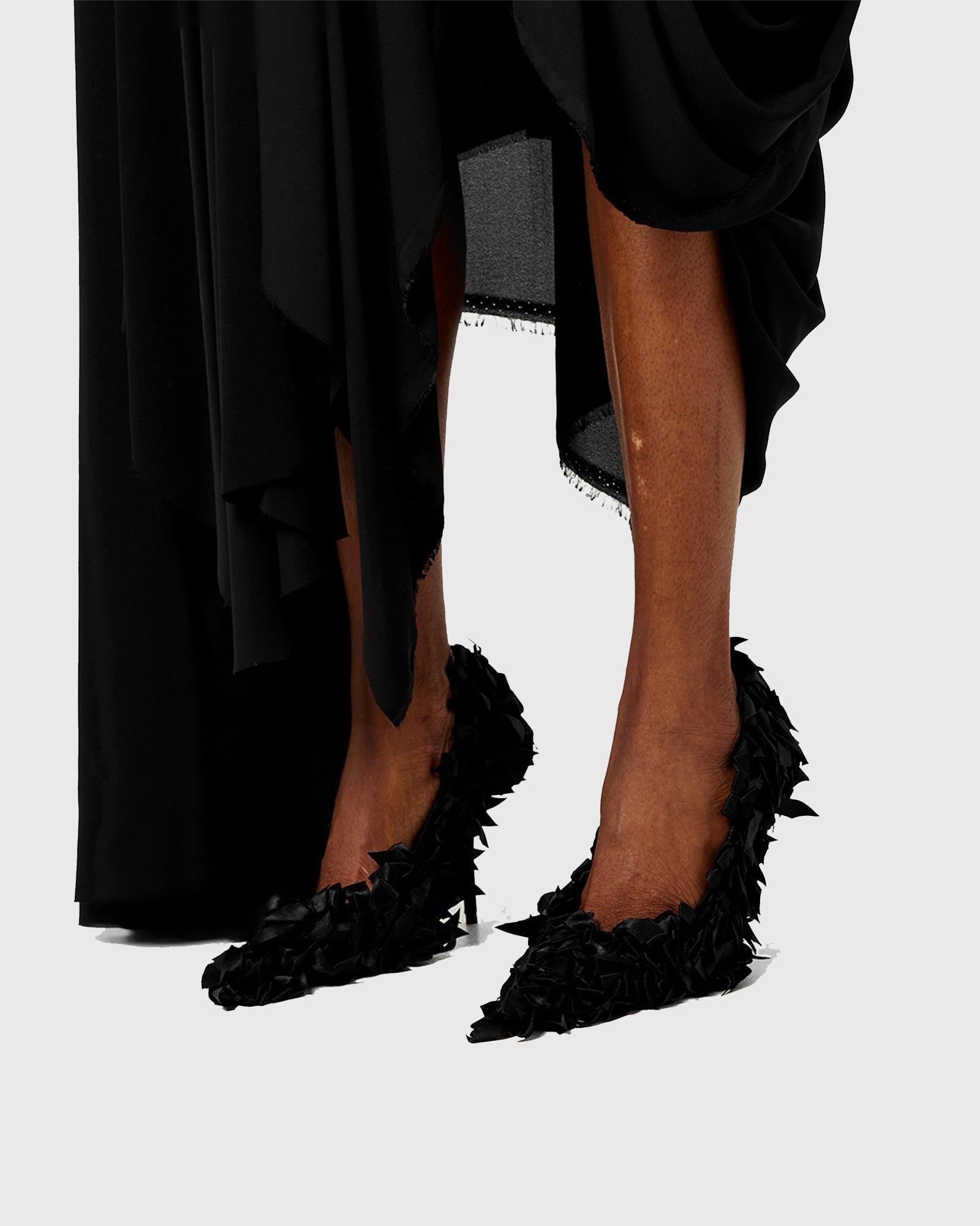 Caro Bow Embellished Satin Pumps In Black