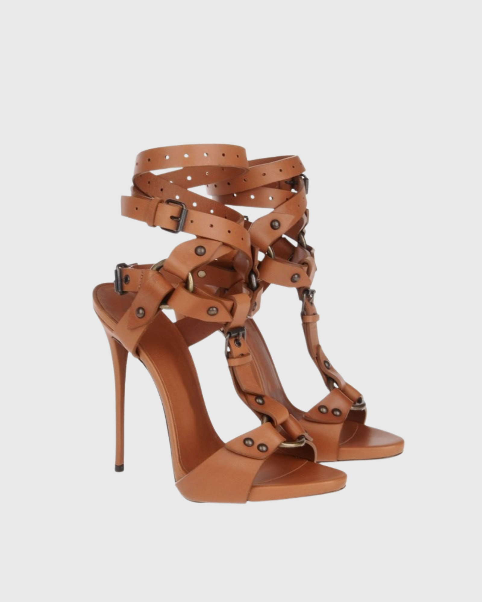 Earleen Studded Strap Gladiator Sandals In Caramel