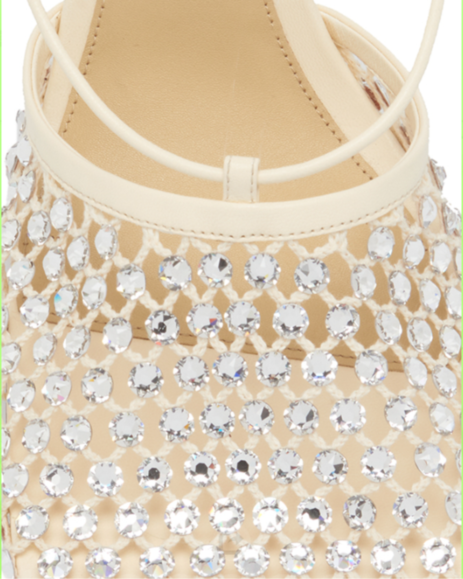 Luca Rhinestone Embellished Fishnet Lace up Pumps In Apricot