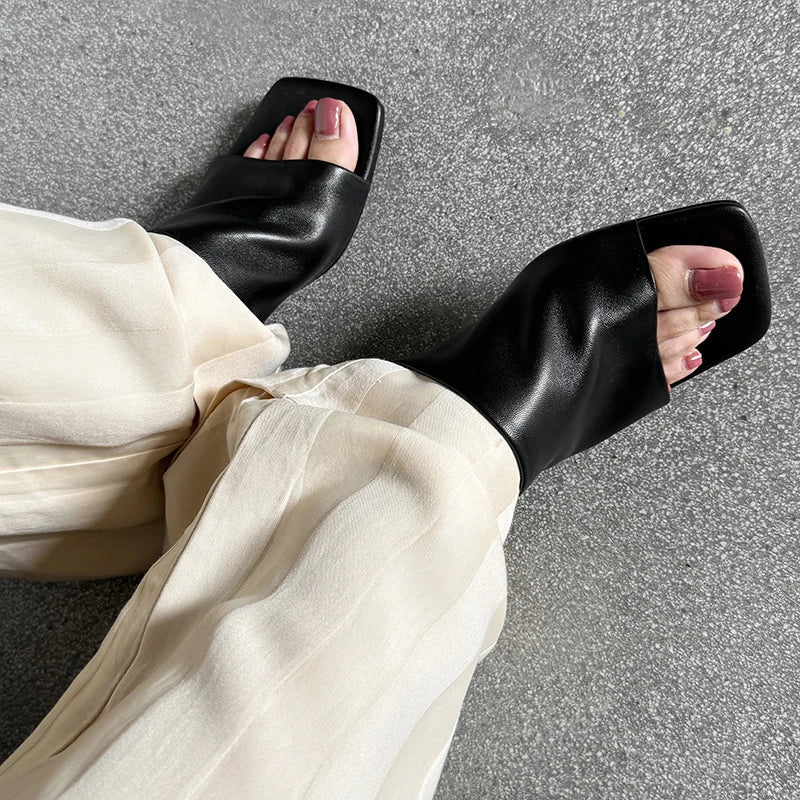 Arlette Red Heeled Mules