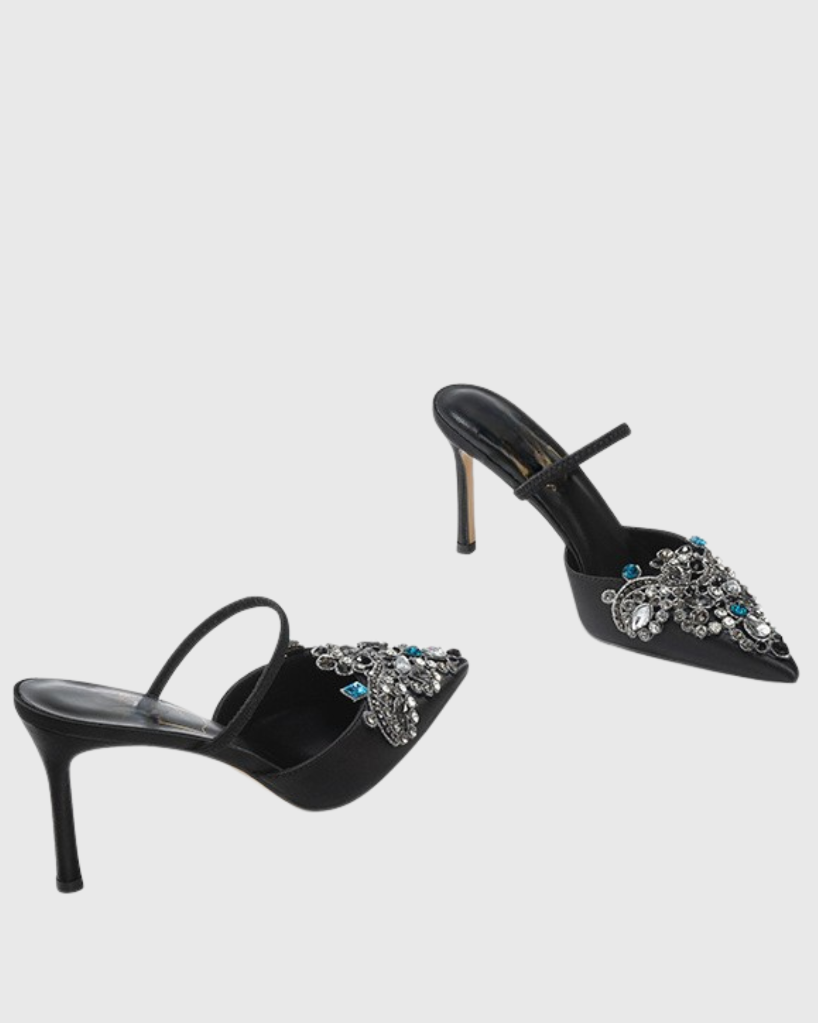 Sadb Rhinestone Satin Mules In Black