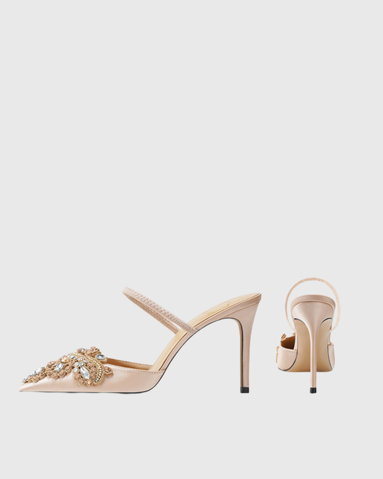 Sadb Rhinestone Satin Mules In Blush