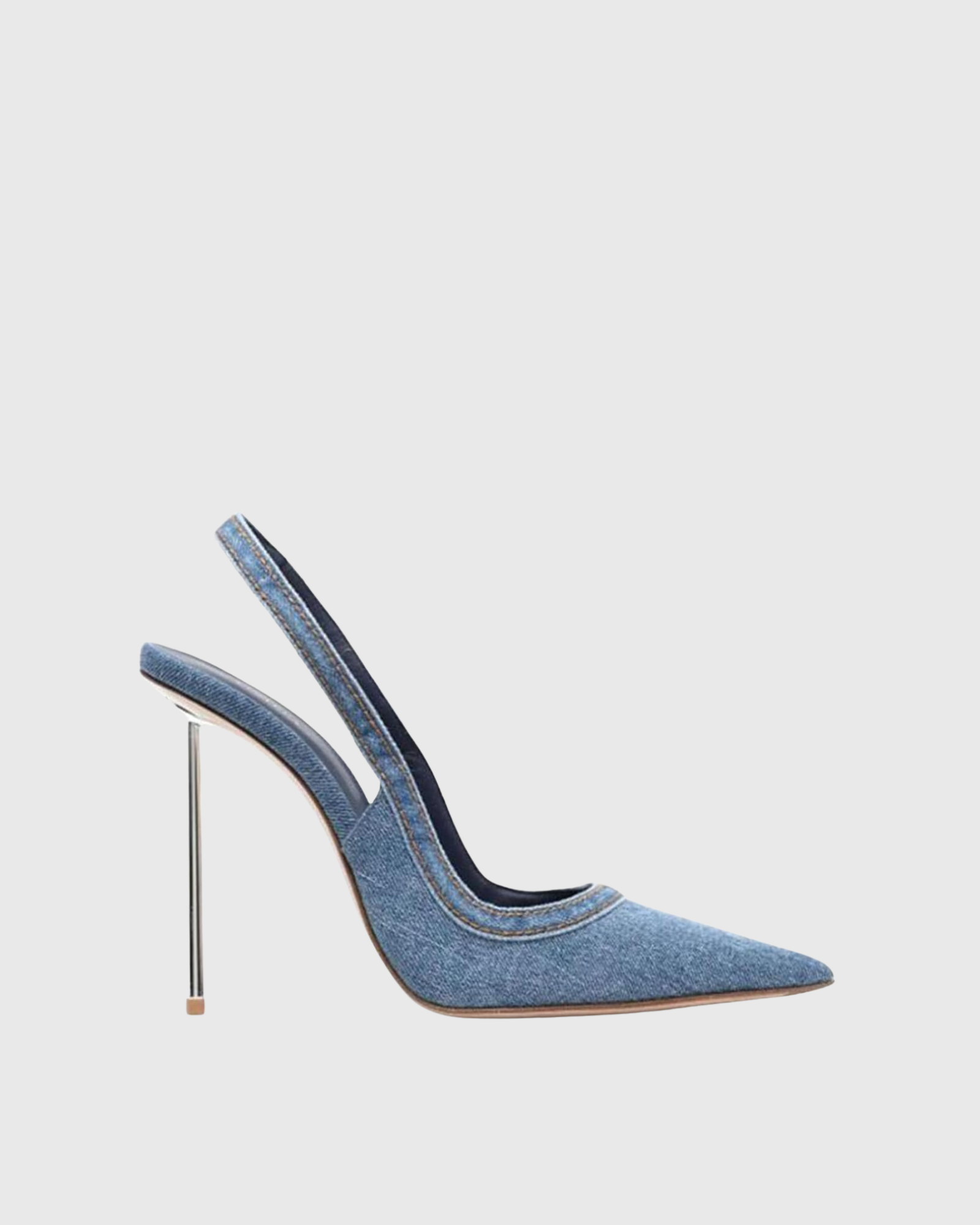 Saint Denim Slingback Steel Heels