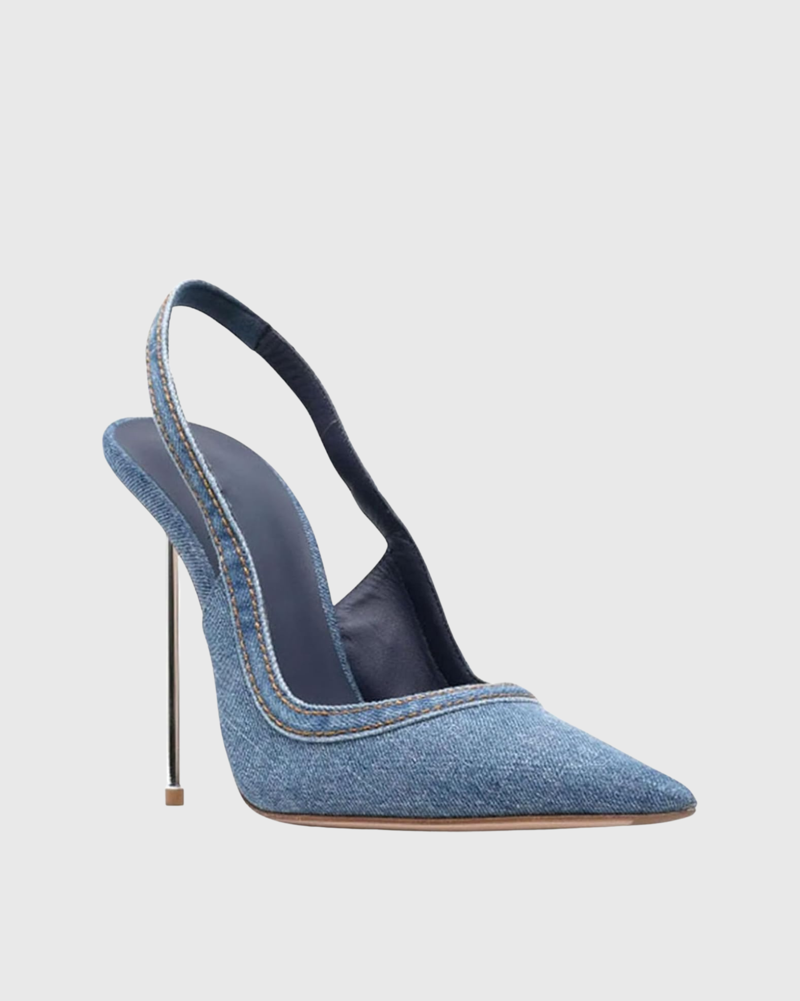 Saint Denim Slingback Steel Heels