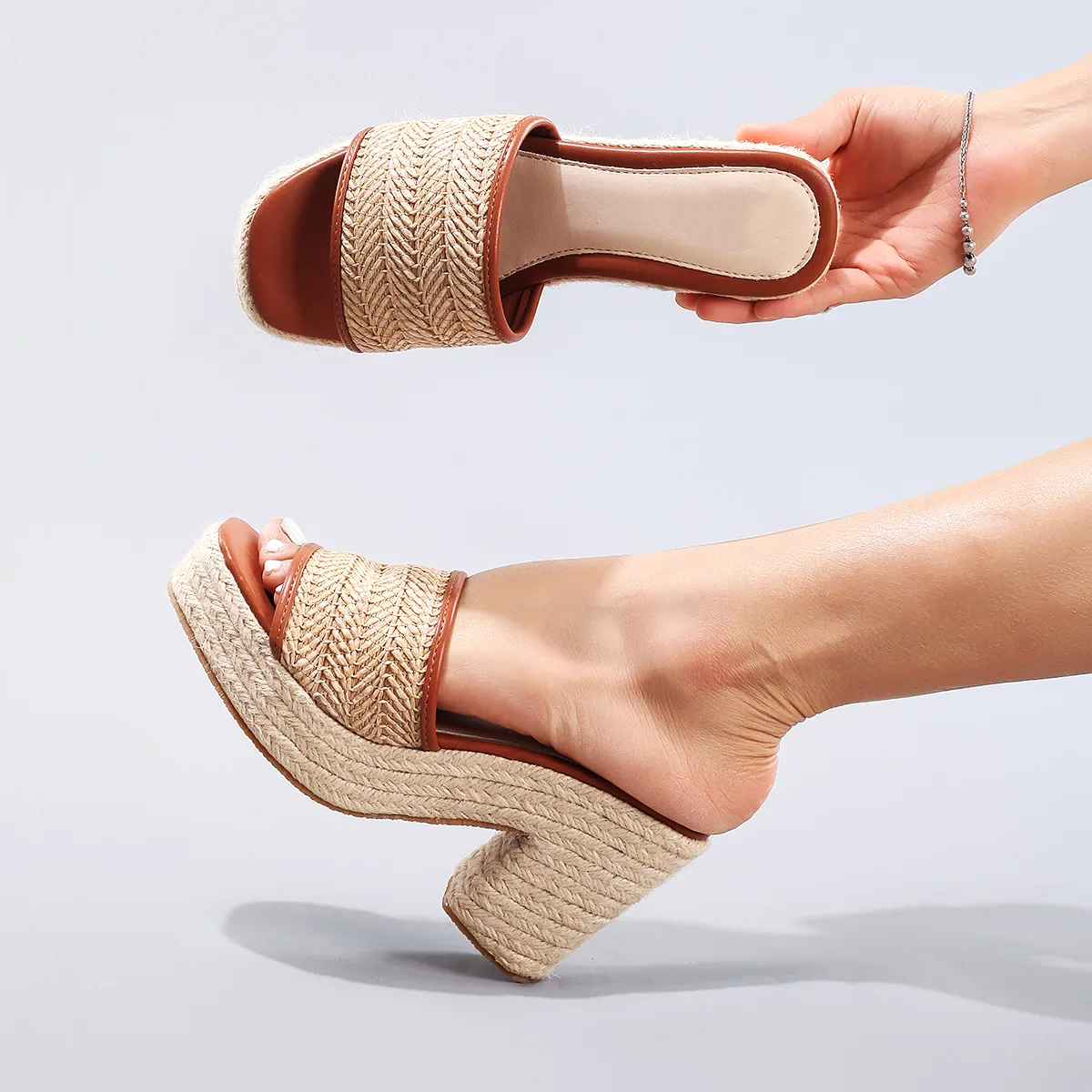 Natural Woven Heels