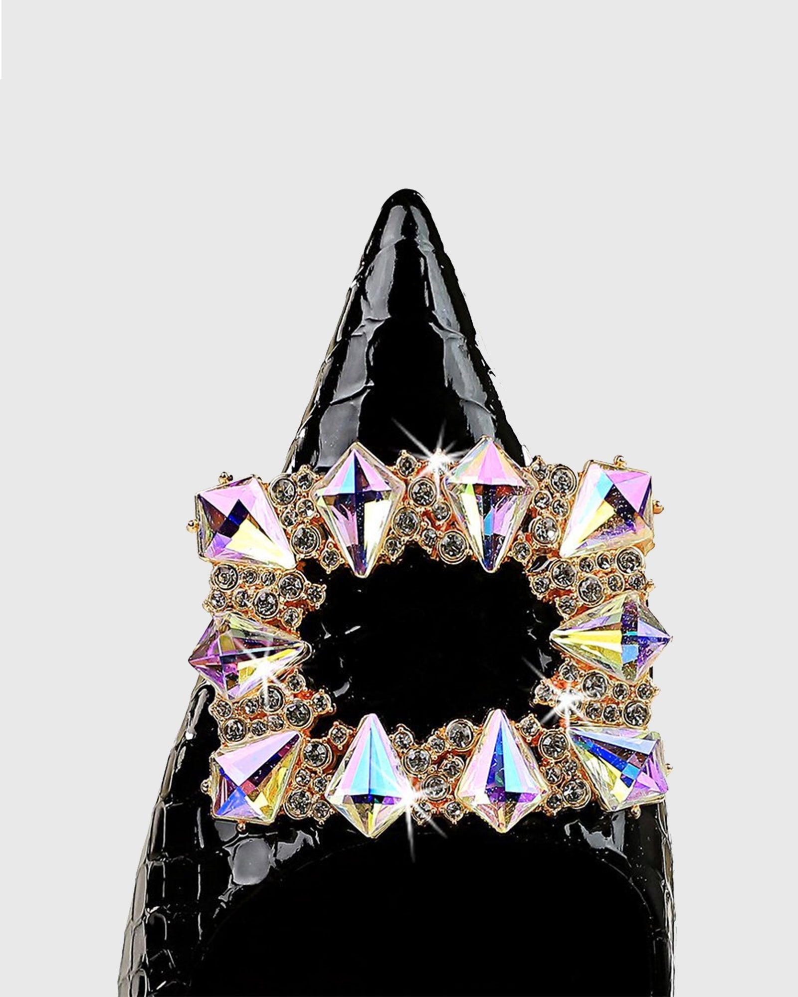 Vaike Rhinestone Buckle Leather Pumps In Black