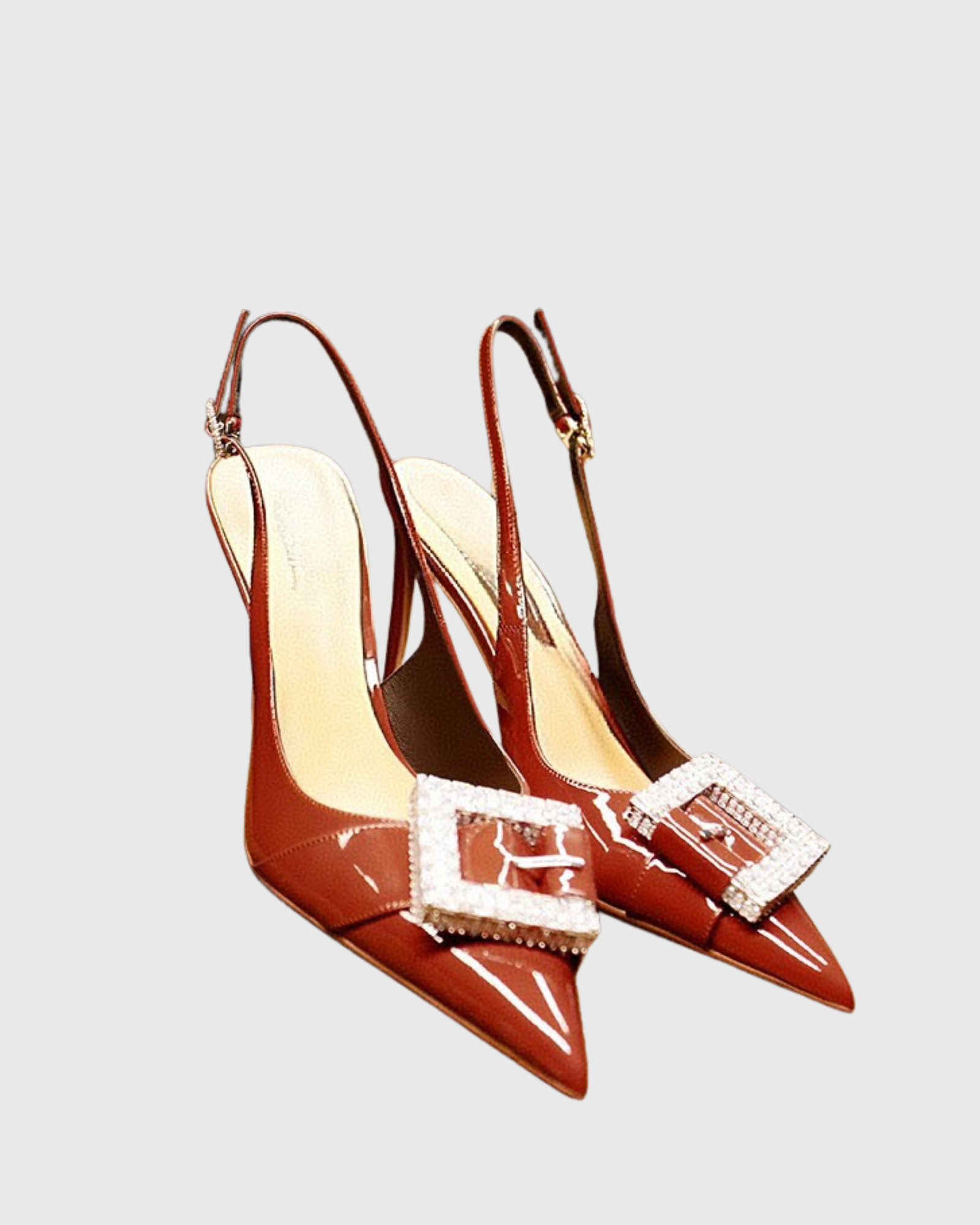 Yaxha Rhinestone Buckle Slingback Pumps In Red