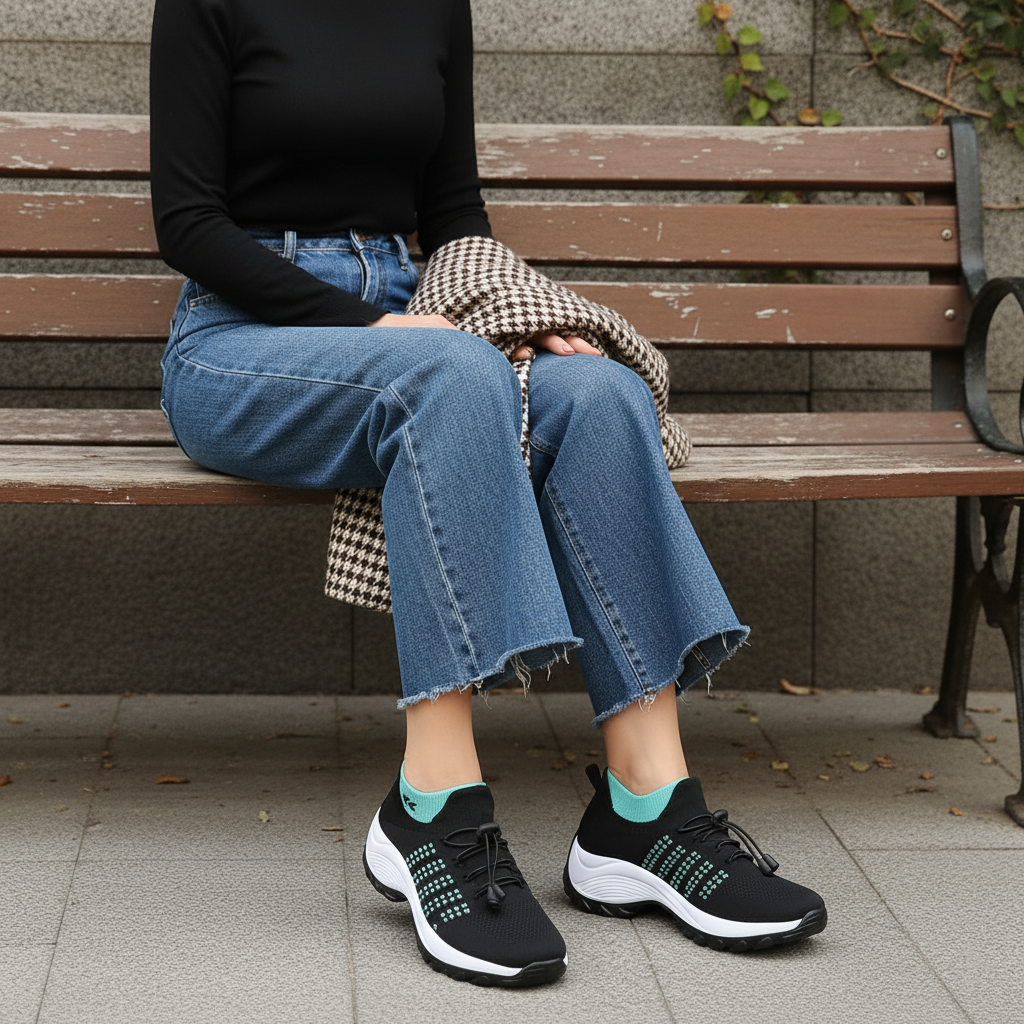 Ambulo Orthopedic Shoes Knitted Fabric - Green Black